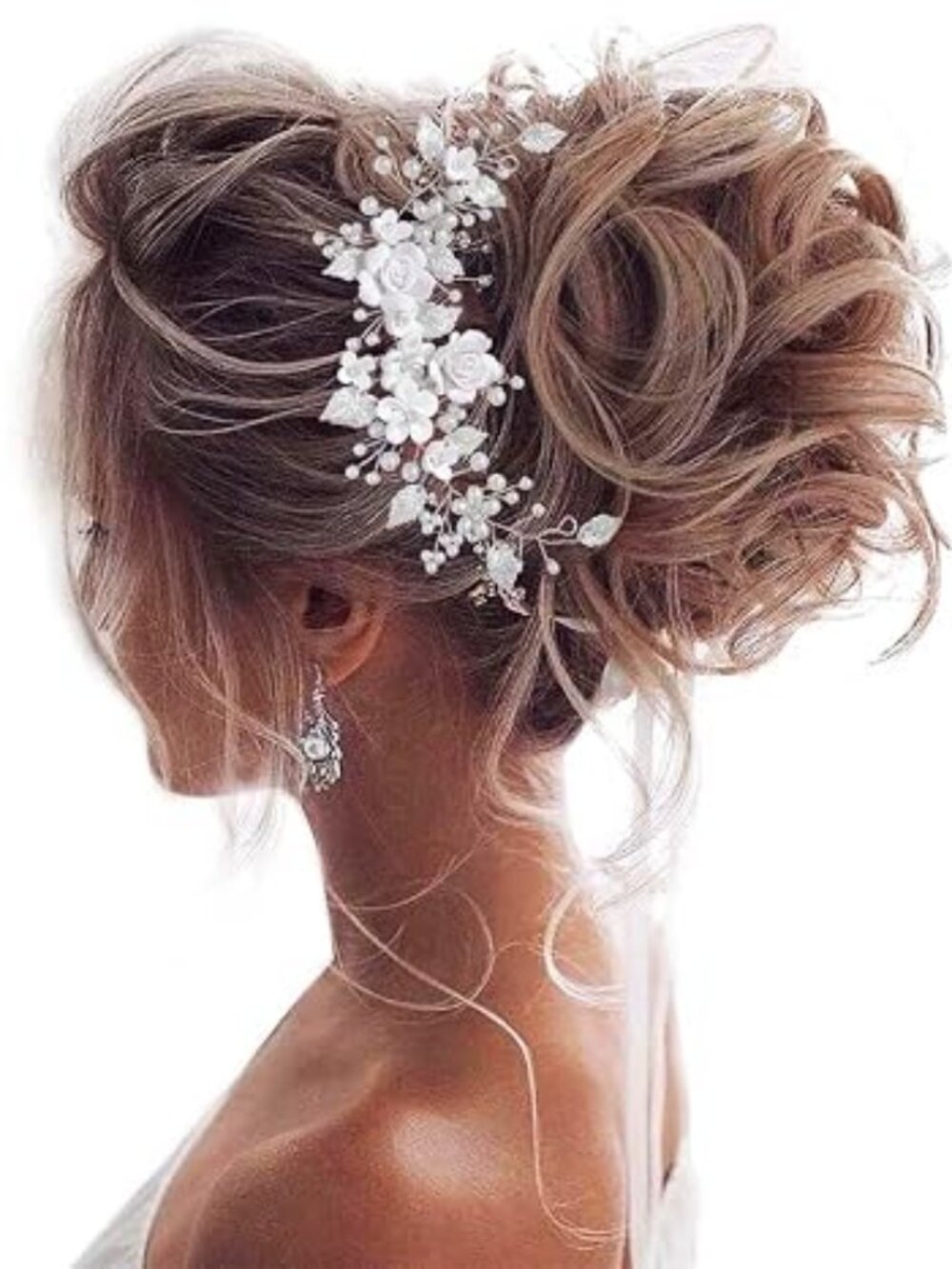 Flower Bride Wedding Hair Vine Pearl Bridal Hair Piece Leaf Hair
